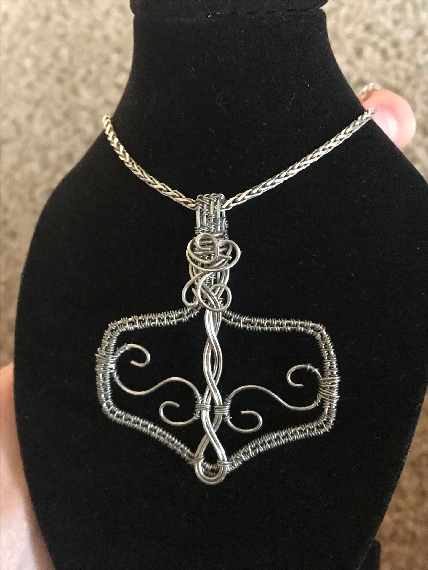 Mjolnir Thor's Hammer Silver Necklace Charm