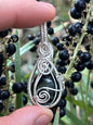 Blue Tiger's Eye Stone Silver Wire Wrapped Necklace Pendant