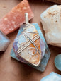 Raw Citrine Quartz Crystal Silver Wrapped Amulet