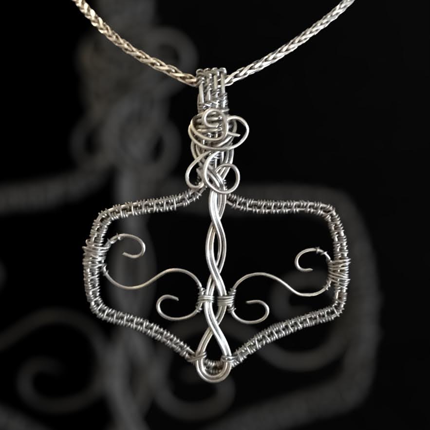 Mjolnir Thor's Hammer Silver Necklace Charm